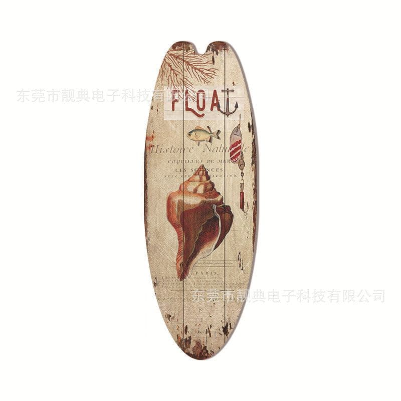 image-Wooden Surfboard Beach Theme Sign - Retro Decor for Bar or Wall