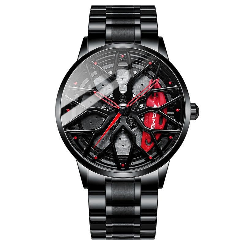 image-SVJ Men's Quartz Watch - 3D Hollow Forged Wheel Design
