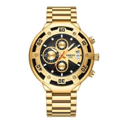 image-NIBOSI Men's Watch 46mm Quartz Black Gold