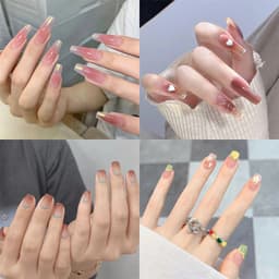 image-Summer and autumn gentle and simple pure lust style wearable nail patches printed solid color French style removable manicure fake nail patches wholesale