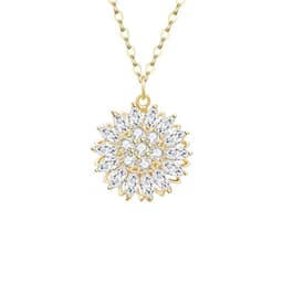 image-Sunflower Rotating Necklace - Zirconia Pendant Gold