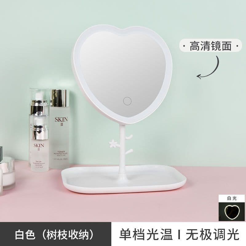 image-LED Folding Makeup Mirror - White Dimmable Portable Vanity Mirror for Home