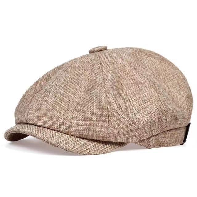 image-Men's Retro Beret - Dark Gray Cotton Linen L