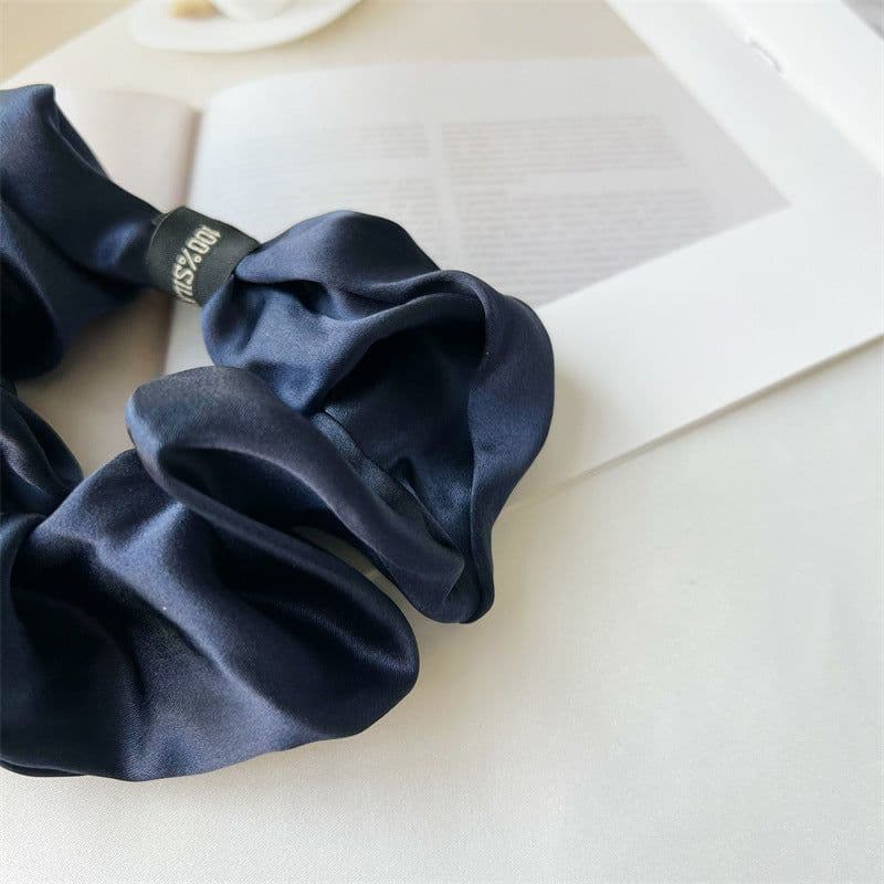 image-Silk Satin Hair Ring - Navy Blue Korean Style