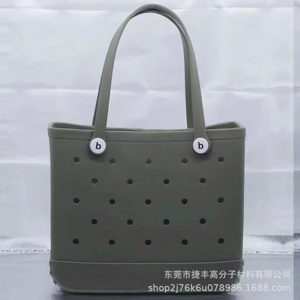 image-Jiefeng EVA Beach Bag - Brown Portable Women's Storage Handbag
