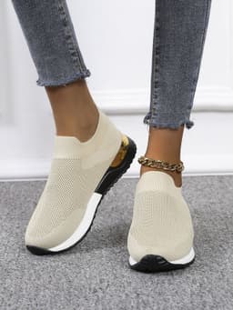 image-Women's Sports Casual Shoes - White Sequins Slip-On