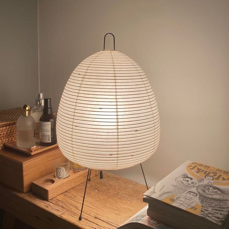 image-Japanese Noguchi Akari Rice Paper Floor Lamp Wabi-Sabi Style 1A Metal Orange
