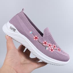 image-Women's Pink Walking Shoes - Mesh Breathable Casual Slip-Ons