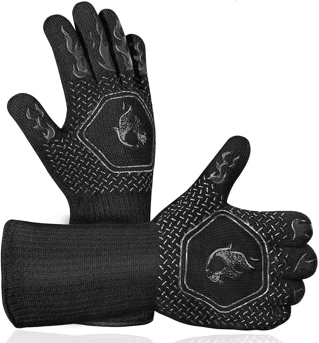 image-Fireproof BBQ Gloves - 800°F Heat Resistant Silicone