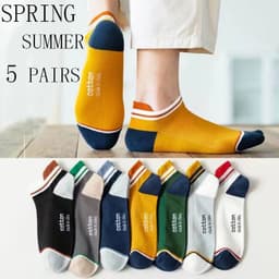 image-Men's Ankle Socks - Breathable Cotton Sports Socks