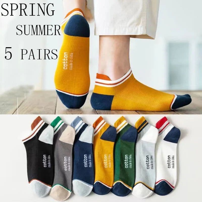 image-Men's Ankle Socks - Breathable Cotton Sports Socks