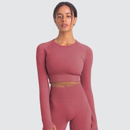 image-Women's Long Sleeve Yoga Top - Black Nylon Spandex