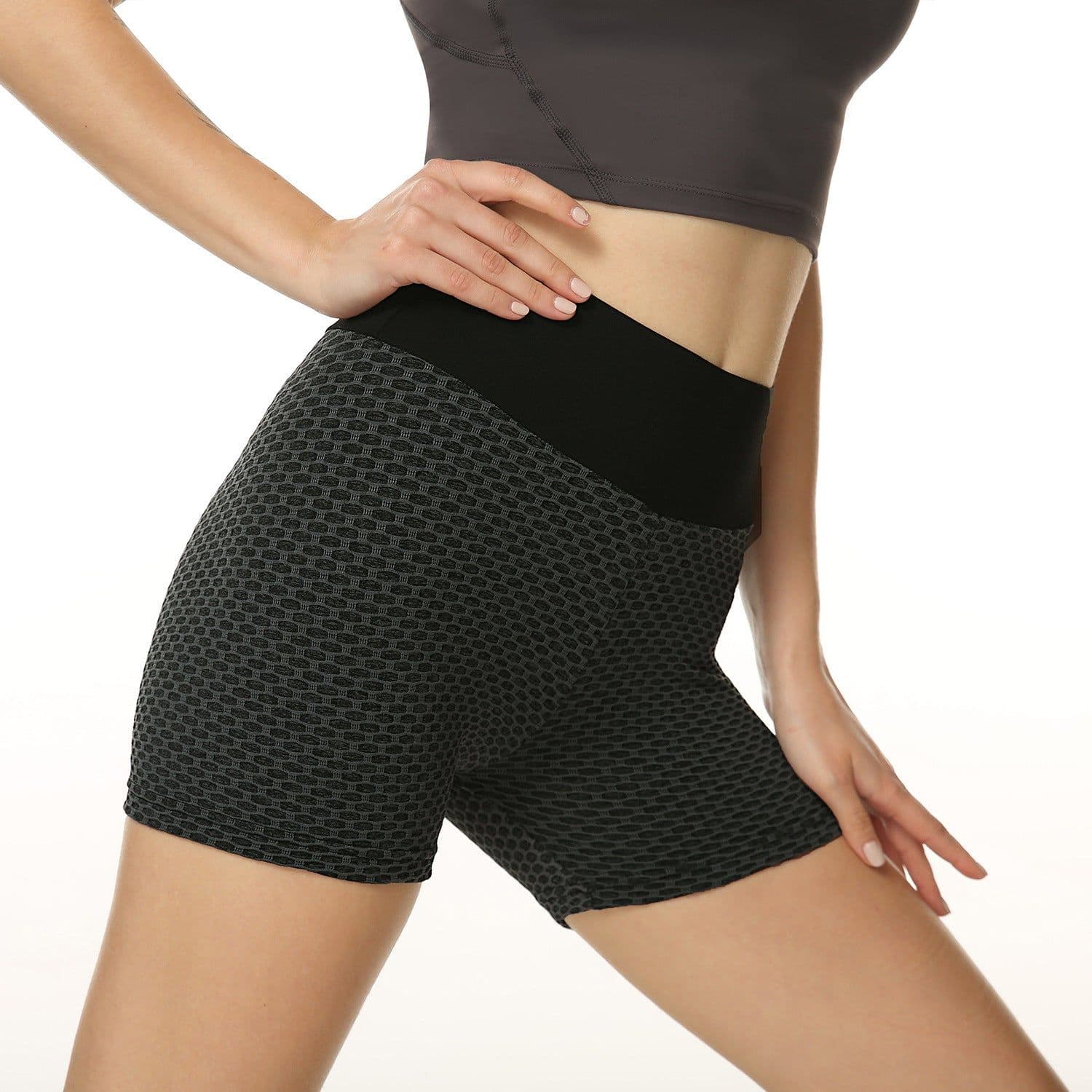 image-LJQ Women's High Waist Yoga Shorts - Peach