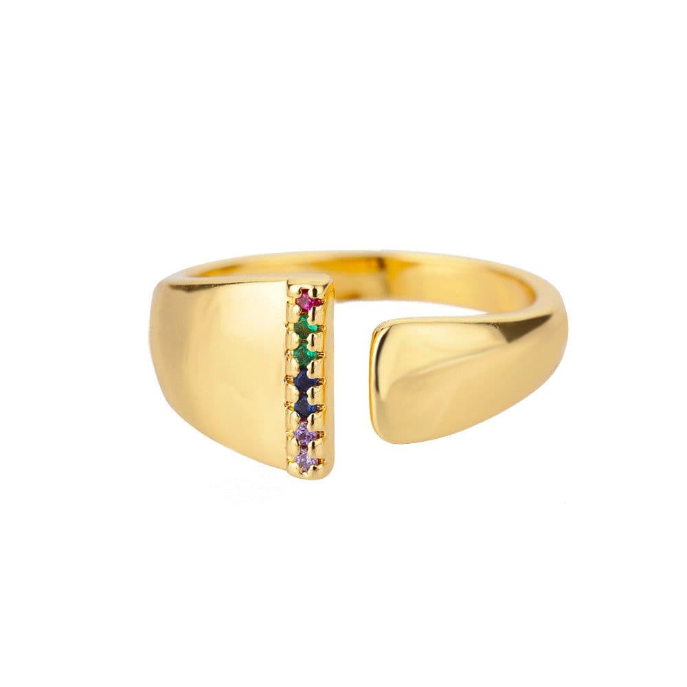 image-Retro Zirconia 26 Letter Adjustable Ring - Personalized Fashion Design