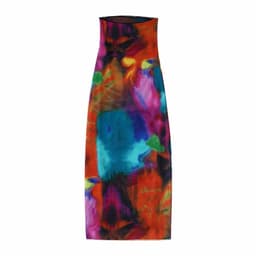 image-Women's Tube Top Dress - Gradient Patchwork L