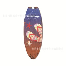 image-Wooden Surfboard Beach Sign - Retro Decor