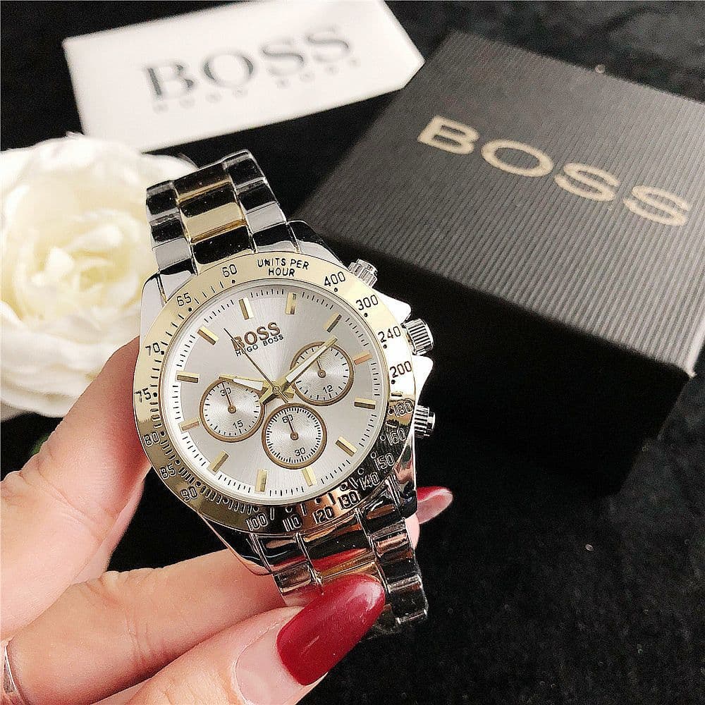 image-Quartz Watch Women's Golden Black Alloy 37mm