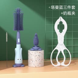 image-Silicone Bottle Brush Set - Baby Pacifier & Straw Cleaning Rotating Brush