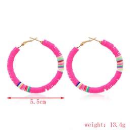 image-Cross-border European and American ins style simple bohemian C-shaped earrings female handmade colorful soft pottery personality earrings female
