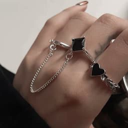 image-Moonstone Geometric Rings 2-Piece Set - Simple Fashion Jewelry for Women