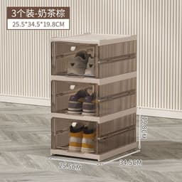 image-installation-free folding aj shoe storage box home simple combination shoe cabinet plastic dust-proof transparent shoe box