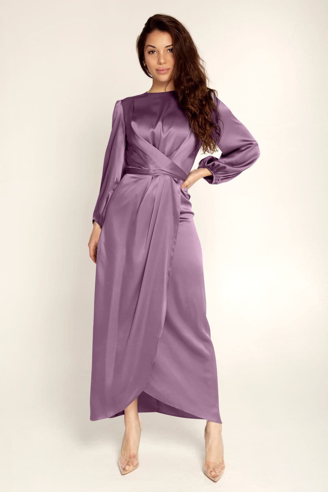 image-Solid Color Satin Tunic Dress XXL Black - 2022 Europe Style