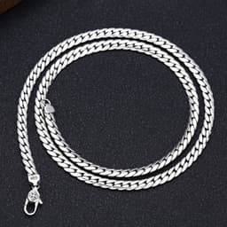 image-Factory wholesale S925 sterling silver fashion Thai silver retro personality flat necklace 5mm vajra buckle snake bone chain men