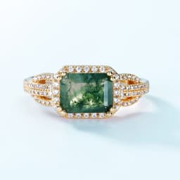 image-Amazon wish cross-border new product S925 silver green moss stone ring water grass agate ring light luxury fashion Europe and the United States