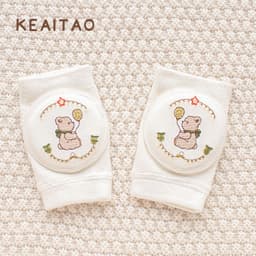 image-Cute baby knee pads for boys and girls crawling protective gear baby toddler anti-fall pure white sponge elbow pads summer thin