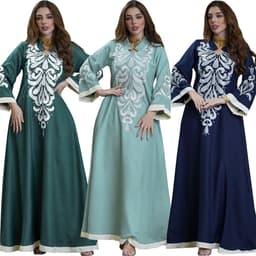 image-AB184 Embroidered Muslim Abaya Dress - Dubai