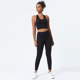image-Women's High Waist Yoga Pants Set - Nude