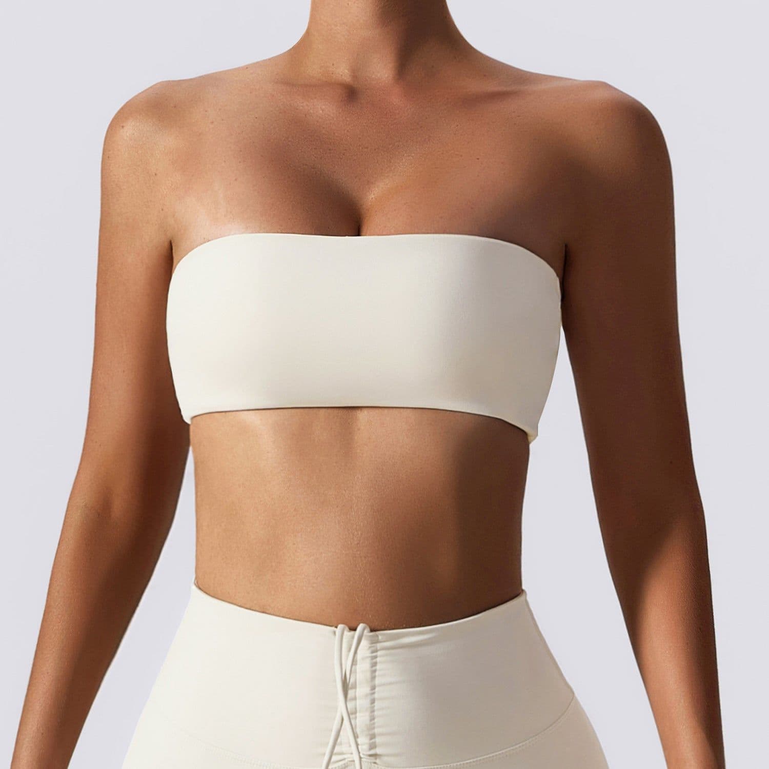 image-Strapless Sports Bra Tube Top Nylon - Nude