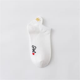 image-Women's Cotton Boat Socks - Embroidered Heart Khaki