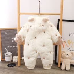 image-Baby Winter Jumpsuit - White Hooded 90cm