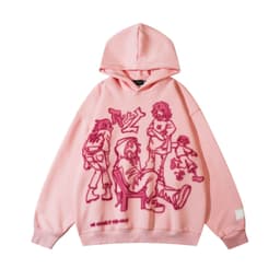 image-Zongchi Graffiti Hoodie - Pink Cartoon Loose