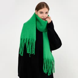 image-GINES LILY 28-Color Cashmere Scarf - Army Green, 43x225cm Warm