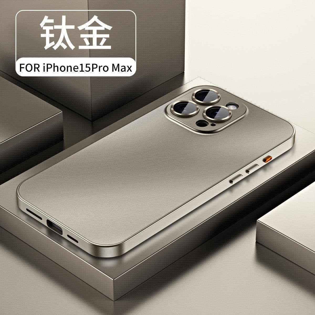 image-Magnetic iPhone 15 Pro Max Phone Case - Titanium Gray Metal with Lens Film