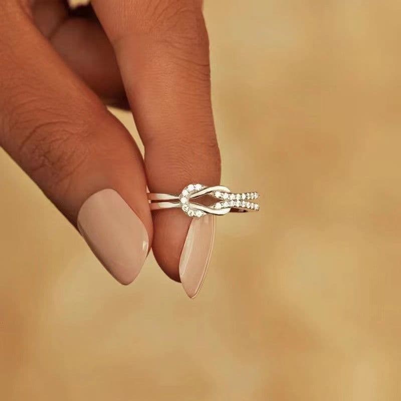 image-The new Korean version of the knotted diamond ring women's simple fashion temperament personality high-end open ring cross-border special supply