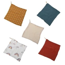 image-Baby Muslin Cotton Handkerchiefs 5pcs - Face Wipes Bibs