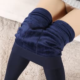 image-Winter High Waist Velvet Padded Leggings Women Black