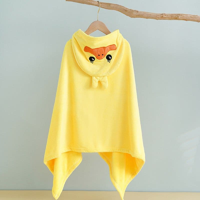 image-Bo Chuhui Long-eared Monkey Hooded Bathrobe - Purple Coral Fleece