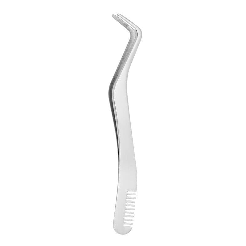image-Stainless Steel Eyelash Tweezers with Comb
