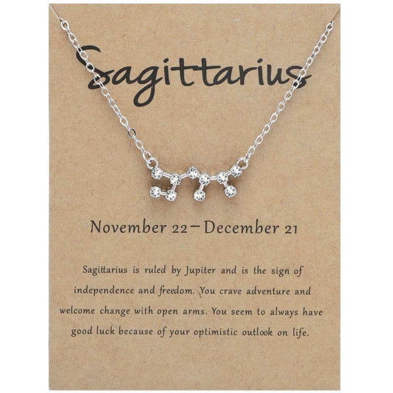 image-Yulu 12-Constellation Diamond Necklace Alloy Clavicle Chain - Brown