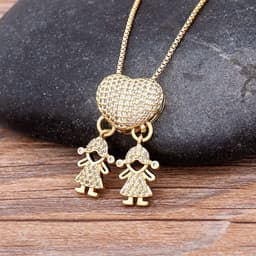 image-Children's Number Pendant Necklace - 18k Gold Plated Copper