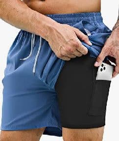 image-Men's 3D Print Swim Trunks - 2 Pack Quick Dry Stretch Shorts with Compression