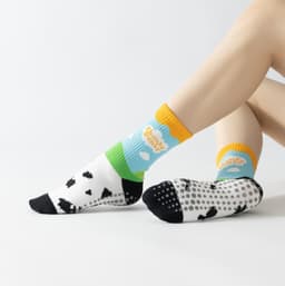 image-Women's Yoga Socks - Blue Sky Graffiti Cotton Calf