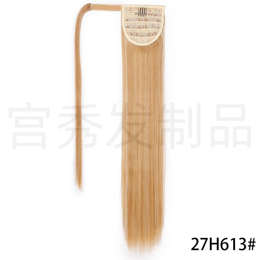 image-European and American wig ponytail straight hair extension Velcro chemical fiber ponytail female wig ponytail hair