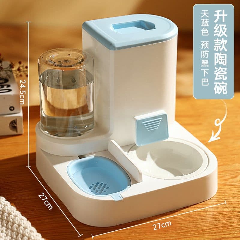 image-Large-Capacity Cat Dog Water Feeder Dispenser, Dry Wet Separation