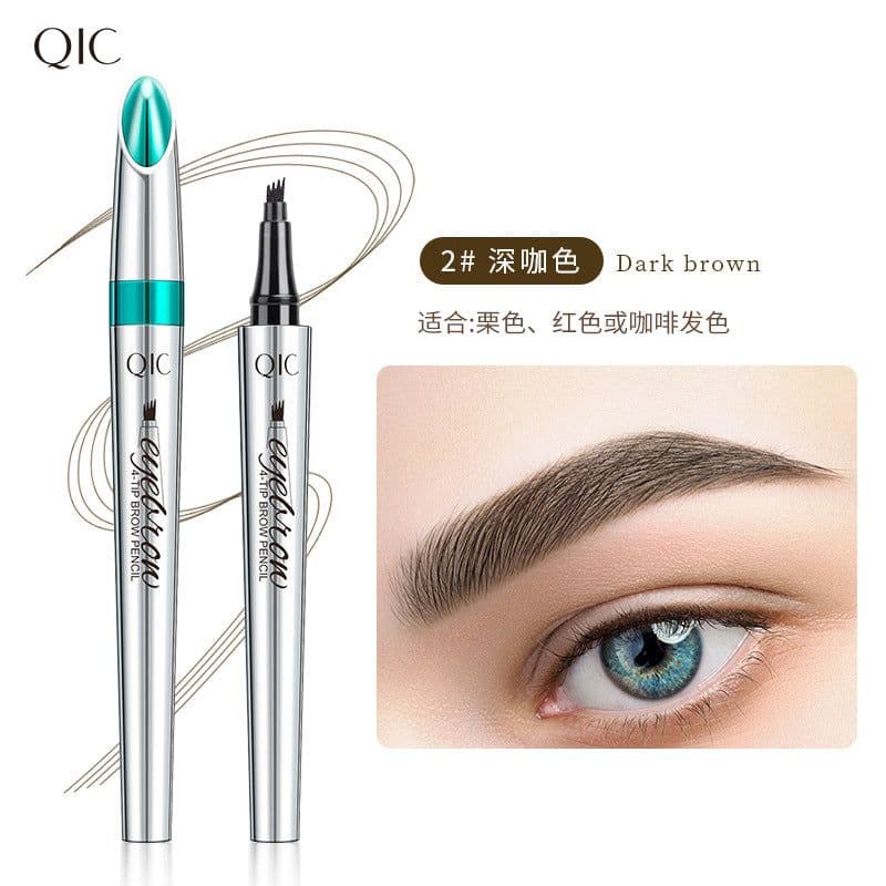 image-Cross-border QIC Japanese four-head eyebrow pencil imitation wild eyebrow waterproof non-smudge four-claw forked liquid eyebrow pencil