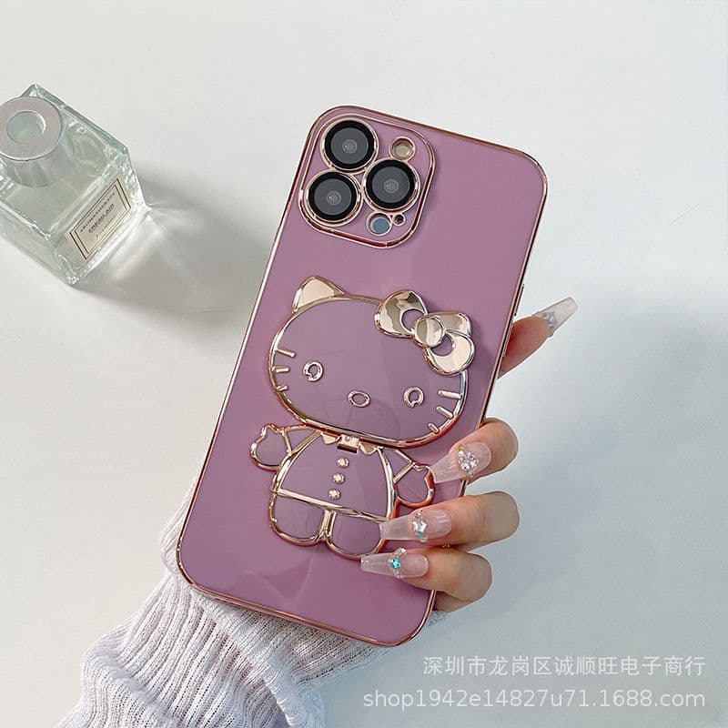image-iPhone 14/13 Pro Max Cat Makeup Mirror Phone Case - Protective Cover with Lens Film